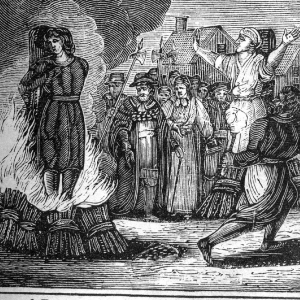 Burning at the stake. An illustration from an mid 19th century book