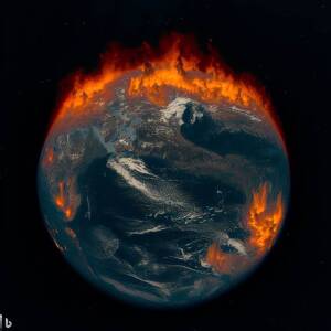 A picture of the earth's land burning as seen from the moon
