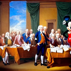 mickey mouse signing of the united states constitution in Philadelphia in 1787