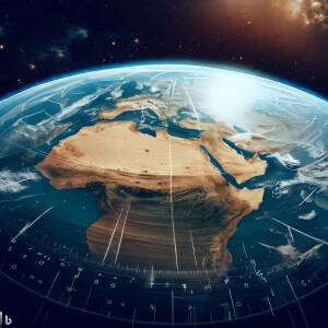 A view of the world from space with time zones mapped across the surface of the planet