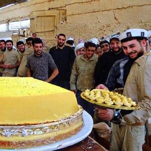 a big yellow cake in Iraq