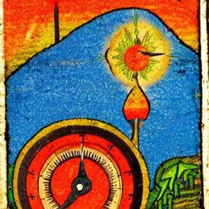hot thermometer in the desert sun in the style of a 14th century Persian illuminated manuscript