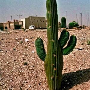 A tiny cactus growing in basra, iraq during war time