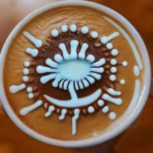 latte art of a the covid virus