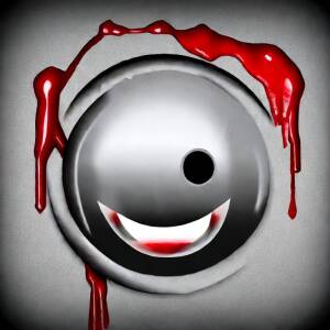 Google chrome icon as an evil monster dripping blood