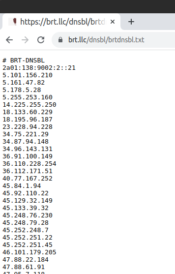 BRT DNS block list as served to the LAN 