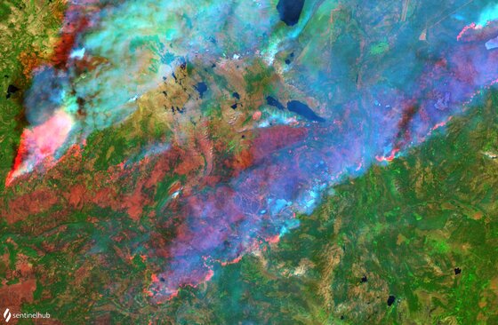 Sentinel-2 L2A image on 2021-09-01 if South Lake Tahoe Caldor Fire