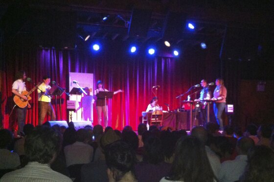 Sarah on NPR's "Ask Me Another" at the Bell House in Brooklyn by Juan Monroy