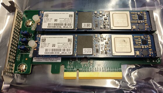 Dual SSD PEL1k100GA in Supermicro AOC-SLG3-2M2 PCI Adapter